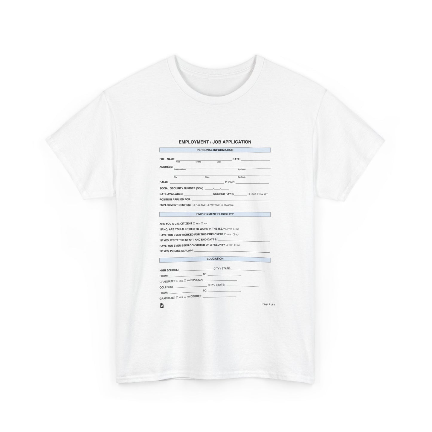 Funny Job Application Tee, Unisex Cotton T-Shirt for Job Seekers, Career Humor Shirt, Casual Wear, Gift for Graduates