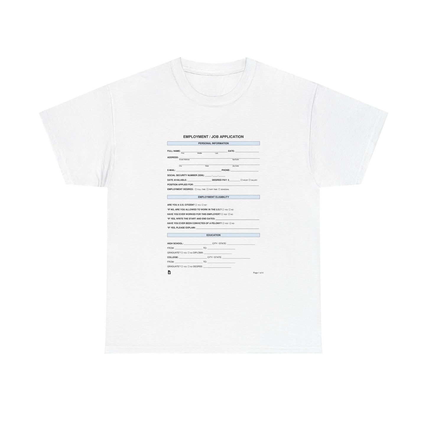 Funny Job Application Tee, Unisex Cotton T-Shirt for Job Seekers, Career Humor Shirt, Casual Wear, Gift for Graduates