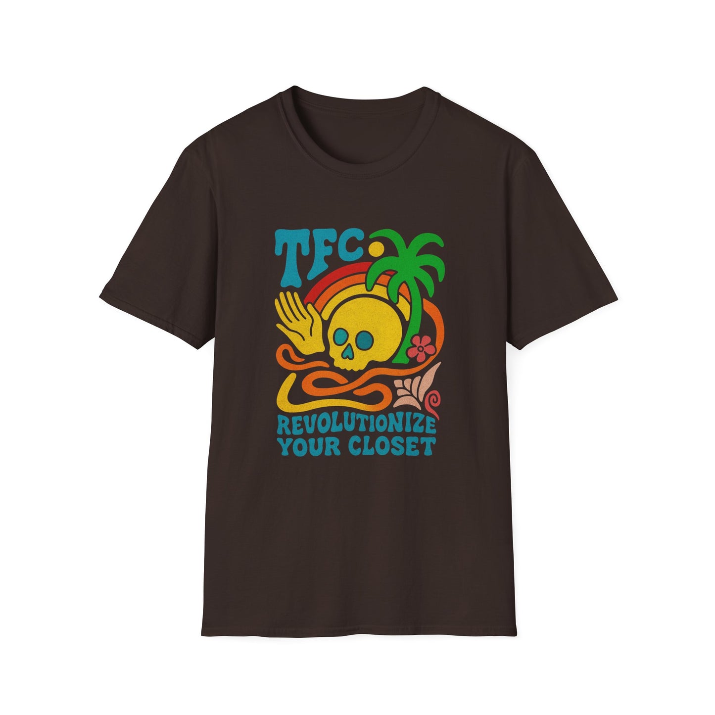 T-Shirt — TFC Retro Skull Palm Graphic “Revolutionize Your Closet”