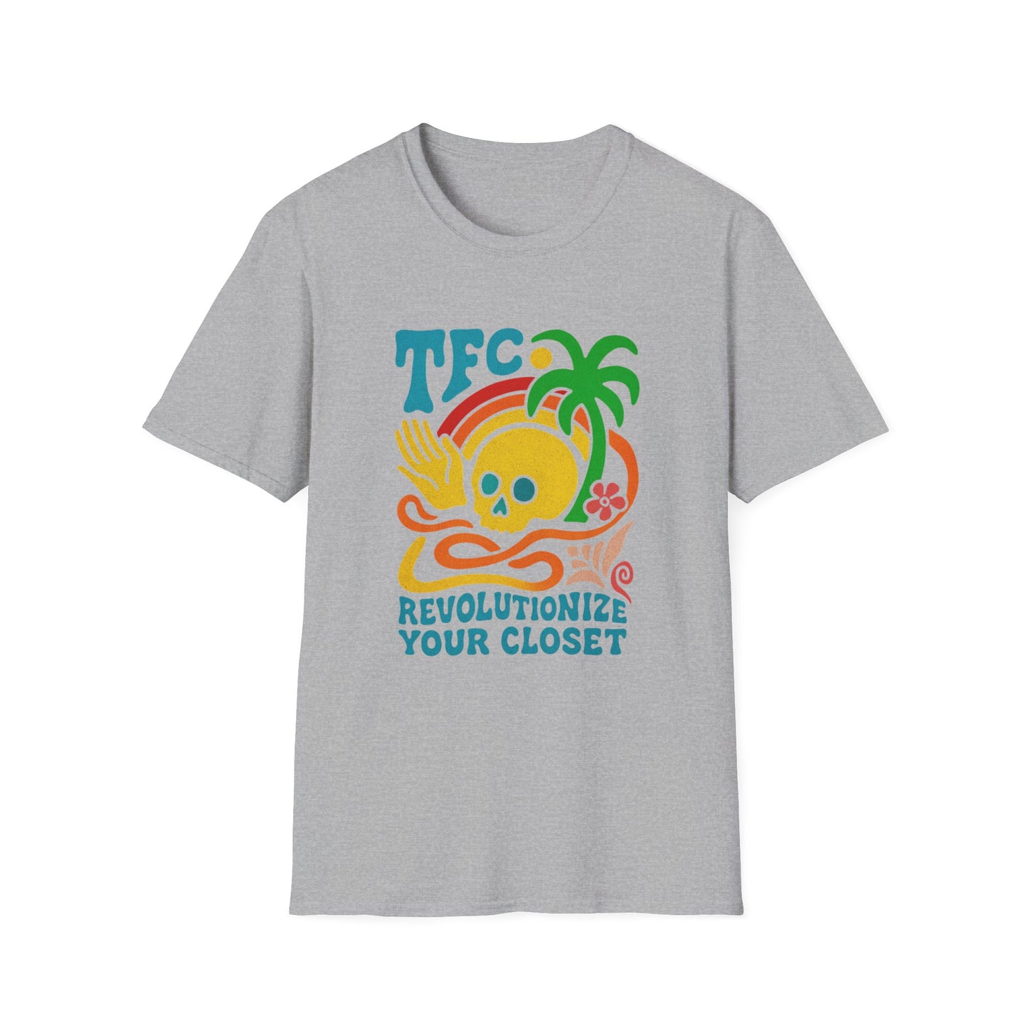 T-Shirt — TFC Retro Skull Palm Graphic “Revolutionize Your Closet”