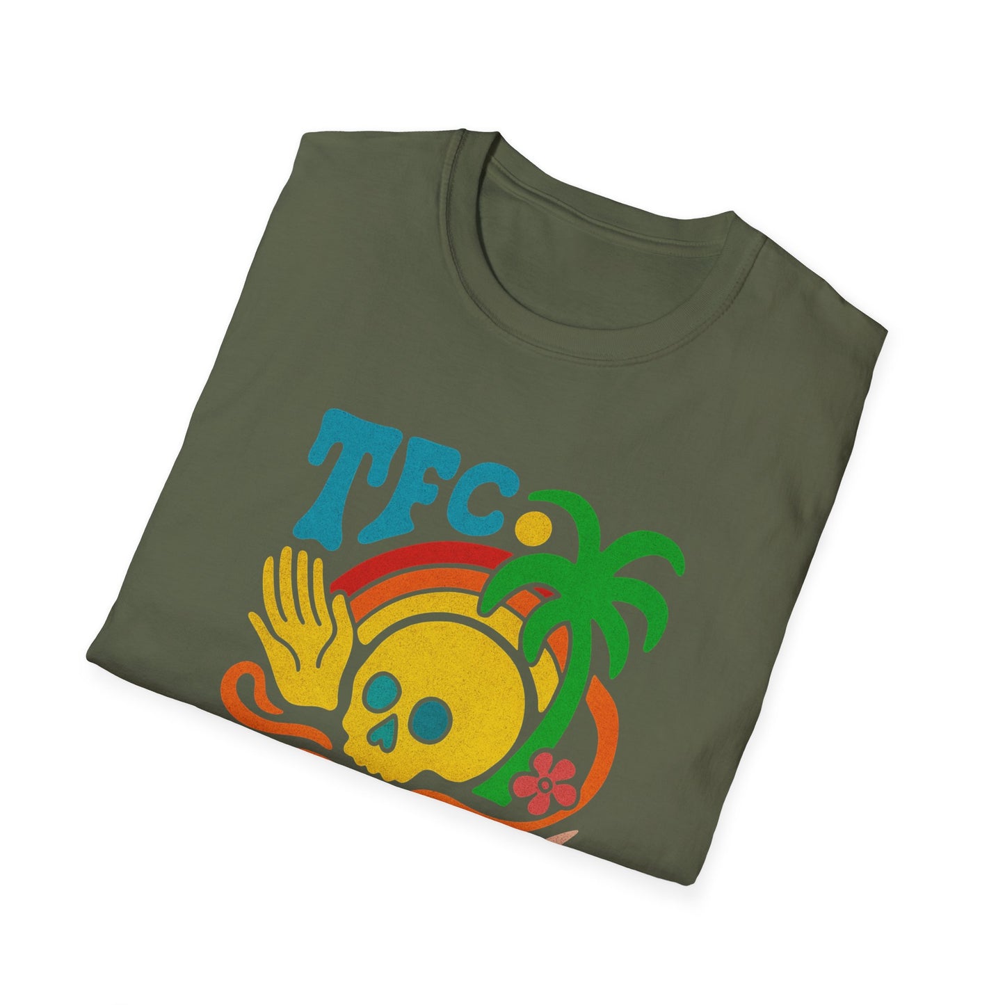 T-Shirt — TFC Retro Skull Palm Graphic “Revolutionize Your Closet”