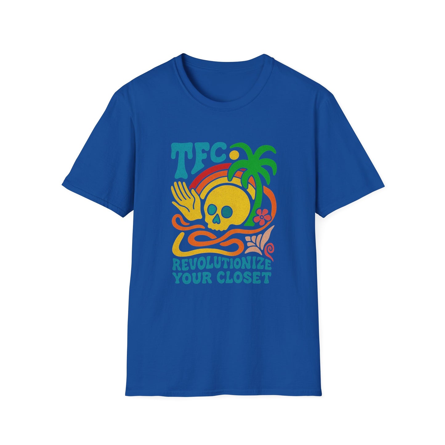 T-Shirt — TFC Retro Skull Palm Graphic “Revolutionize Your Closet”