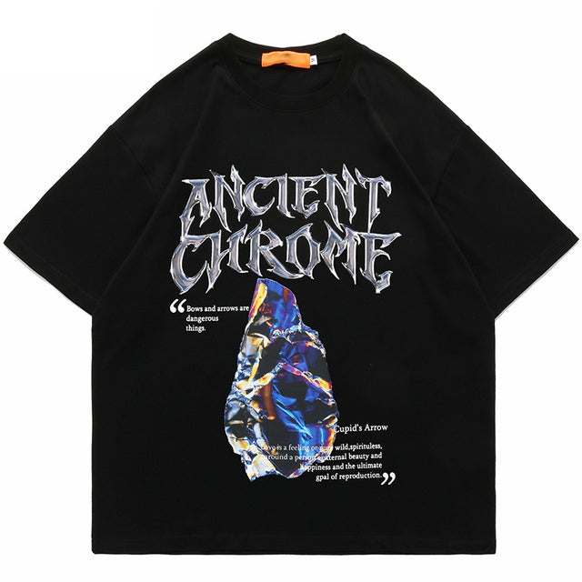 Edgy Ancient Chrome Graphic Printed T-shirt