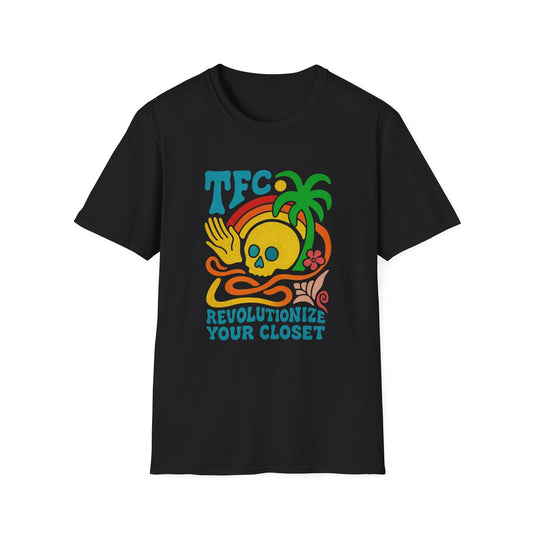 T-Shirt — TFC Retro Skull Palm Graphic “Revolutionize Your Closet”