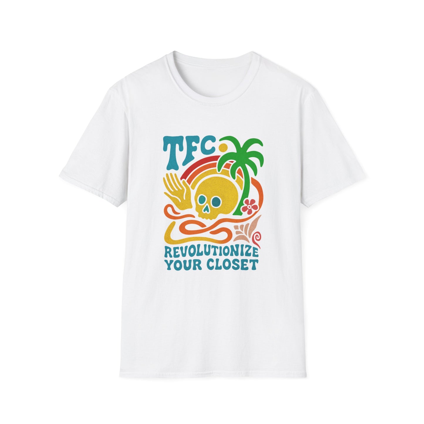 T-Shirt — TFC Retro Skull Palm Graphic “Revolutionize Your Closet”