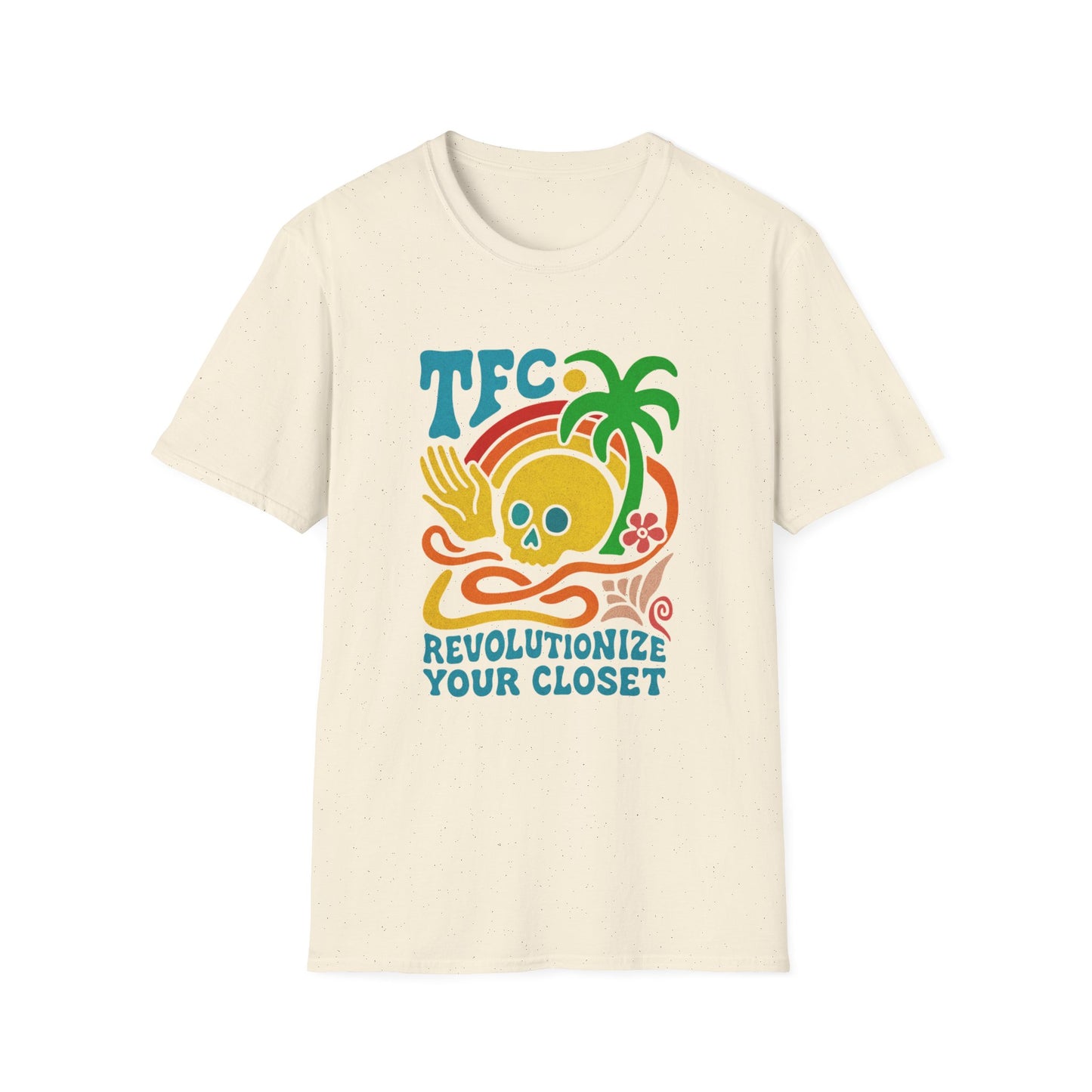 T-Shirt — TFC Retro Skull Palm Graphic “Revolutionize Your Closet”