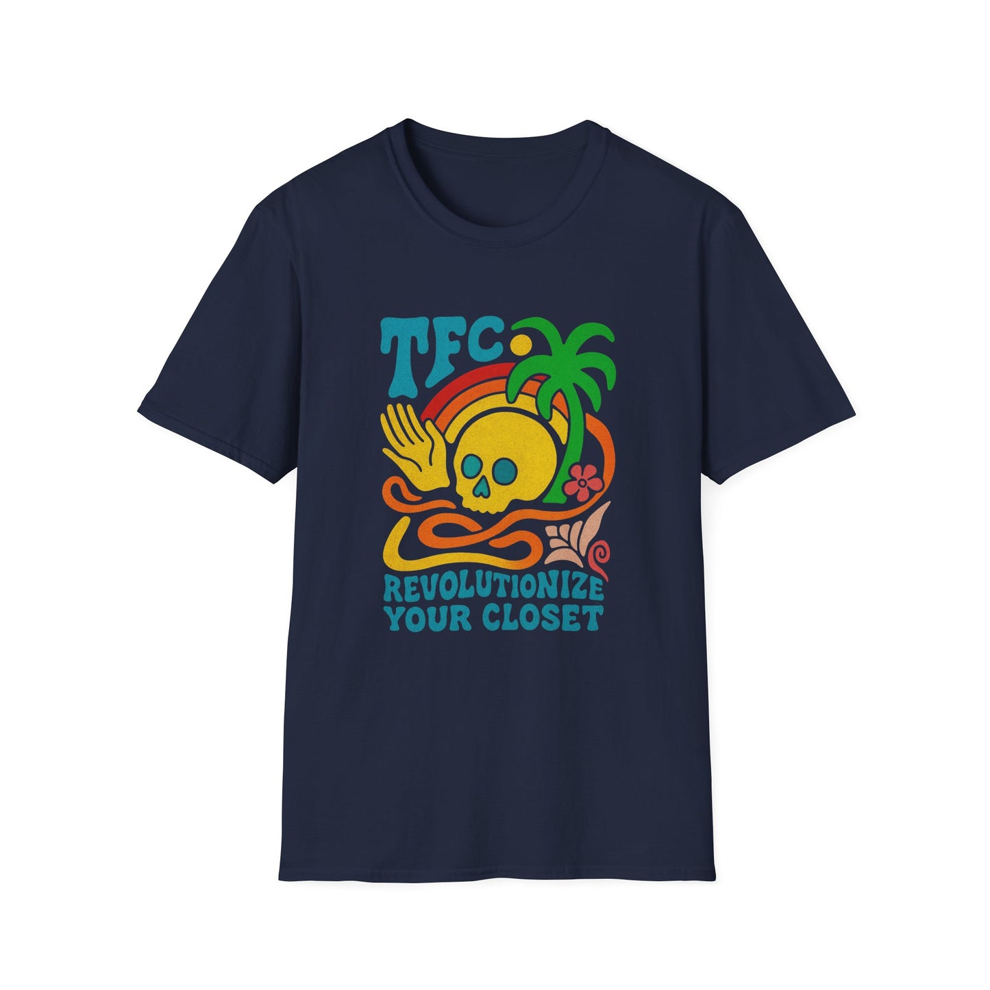 T-Shirt — TFC Retro Skull Palm Graphic “Revolutionize Your Closet”