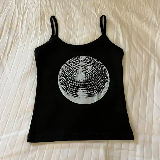 .Disco Ball Sleeveless Spaghetti Strap Aesthetic Top