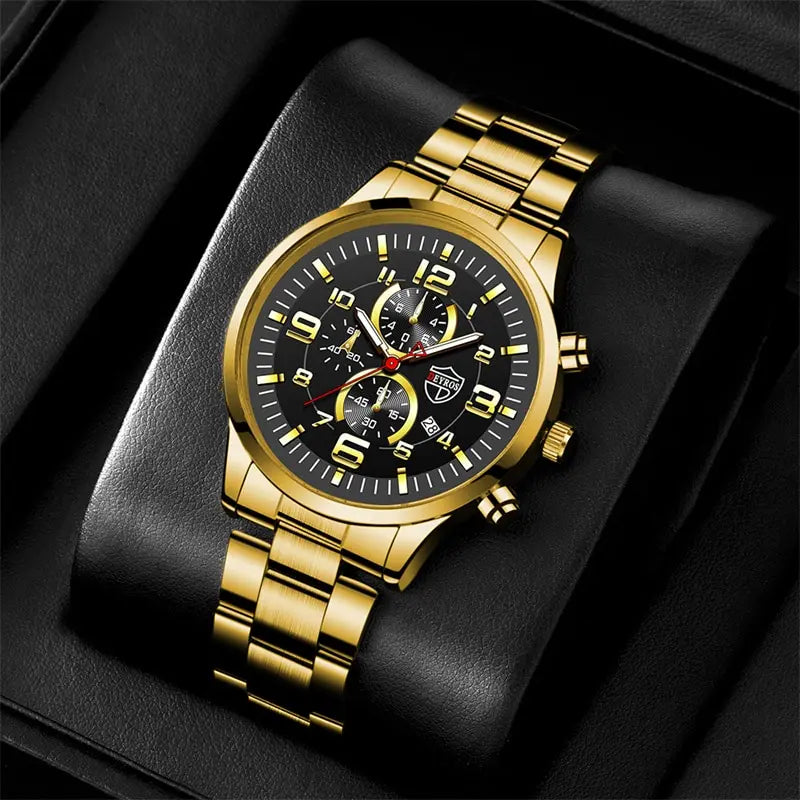 Luminous Hands - Fashion Mens Sports Watches for Men Luxury Stainless Steel Quartz Wrist Watch Calendar Luminous Clock Man Business Casual Watch