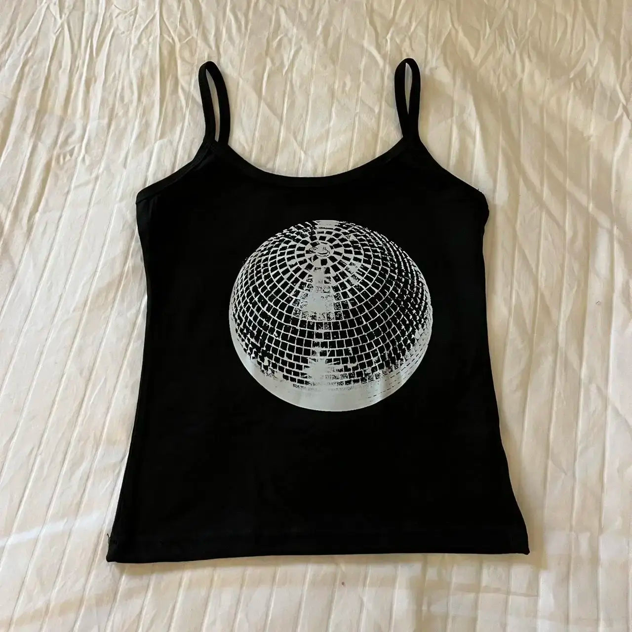 .Disco Ball Sleeveless Spaghetti Strap Aesthetic Top