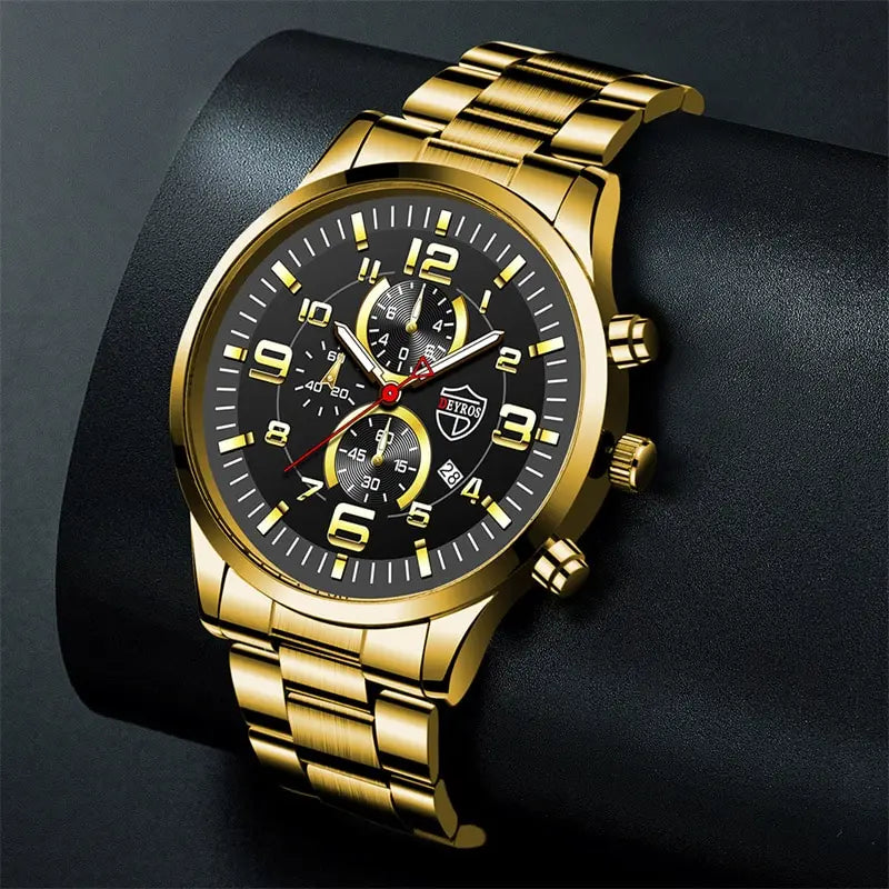 Luminous Hands - Fashion Mens Sports Watches for Men Luxury Stainless Steel Quartz Wrist Watch Calendar Luminous Clock Man Business Casual Watch