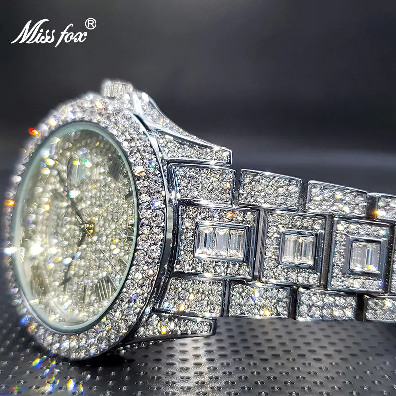 Gold Nano Plated Trendy Diamond Watch