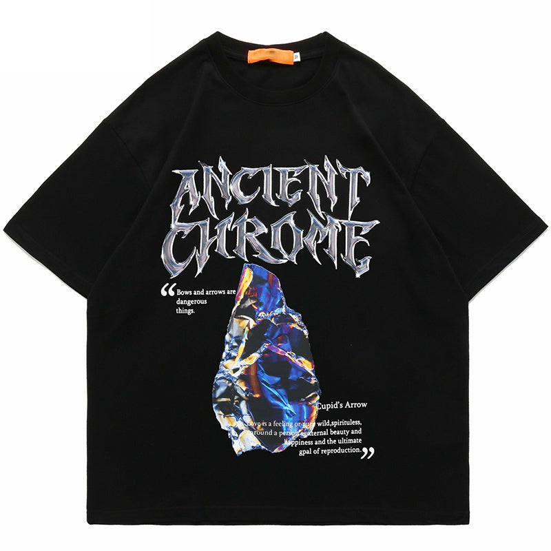 Edgy Ancient Chrome Graphic Printed T-shirt