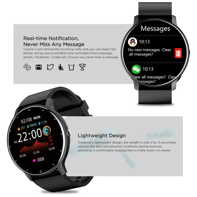 1.3-Inch Multi-Purpose Social Media Accessible Adjustable Fit Smart Watch