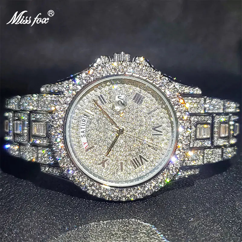 Gold Nano Plated Trendy Diamond Watch